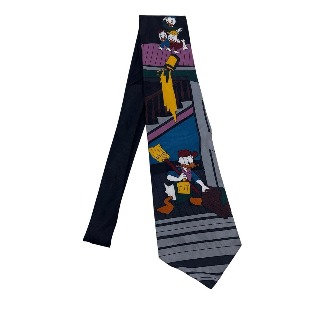 Vintage Balancine Hot Cakes Neck Tie Disney Donald Duck Huey Dewey Louie NWOT